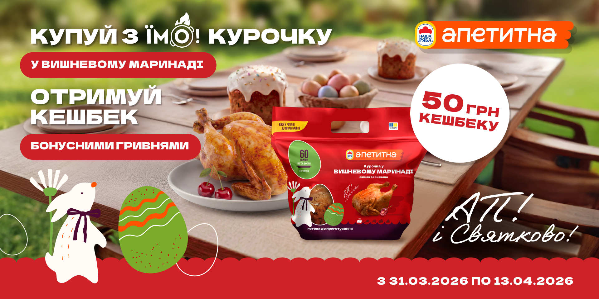 Кешбек 50 грн за тушку ТМ «Апетитна»